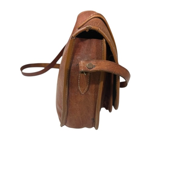 Cuir Vrai Leather Shoulder Bag Handmade in France Vintage - Picture 3 of 13